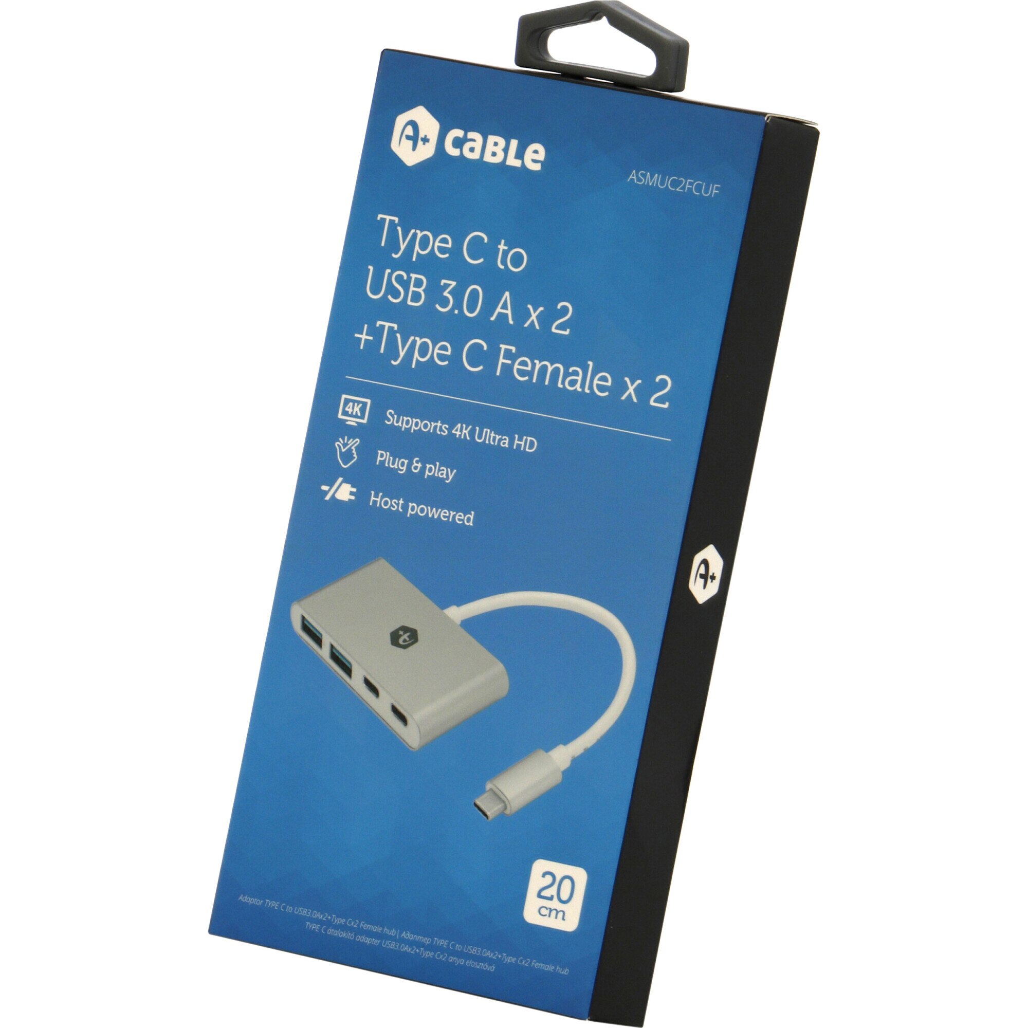 Adaptor A+ TYPE C to USB3.0Ax2+Type Cx2 Female hub eMAG.ro