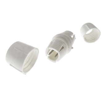 Conector imbinare furtun Led luminos, cu 2 pini, 3 elemente cu filet, din plastic, alb Conector imbinare furtun Led luminos, cu 2 pini, 3 elemente cu filet, din plastic, alb