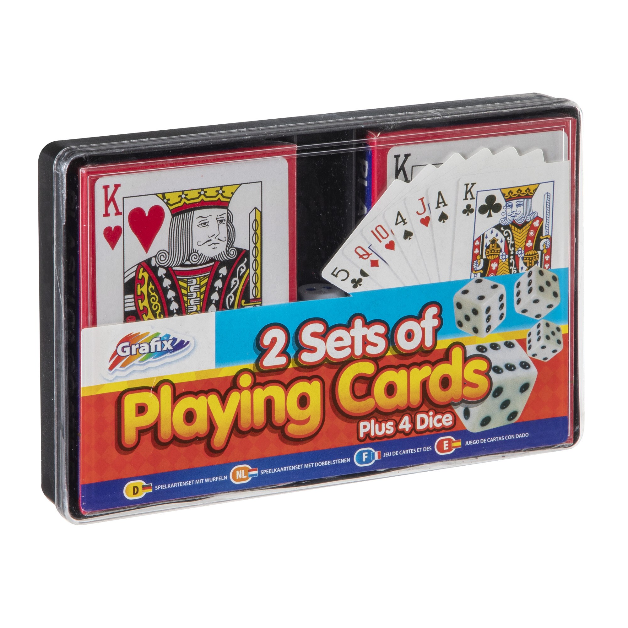 Set 2 pachete carti de joc si 4 zaruri, Grafix