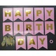 Set 5 baloane confetti auriu + banner Happy Birthday roz