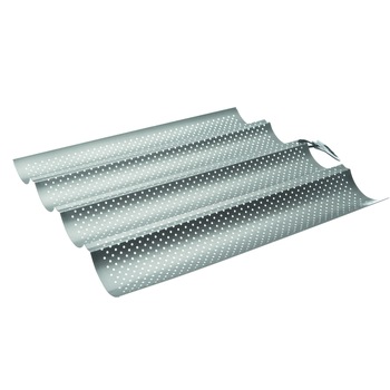 Tava copt perforata Ibili,4 baghete,33x38cm, inox, gri Tava copt perforata Ibili,4 baghete,33x38cm, inox, gri