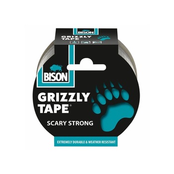 Banda adeziva texturata pentru reparatii, argintie, BISON Grizzly 48mmx10m Banda adeziva texturata pentru reparatii, argintie, BISON Grizzly 48mmx10m