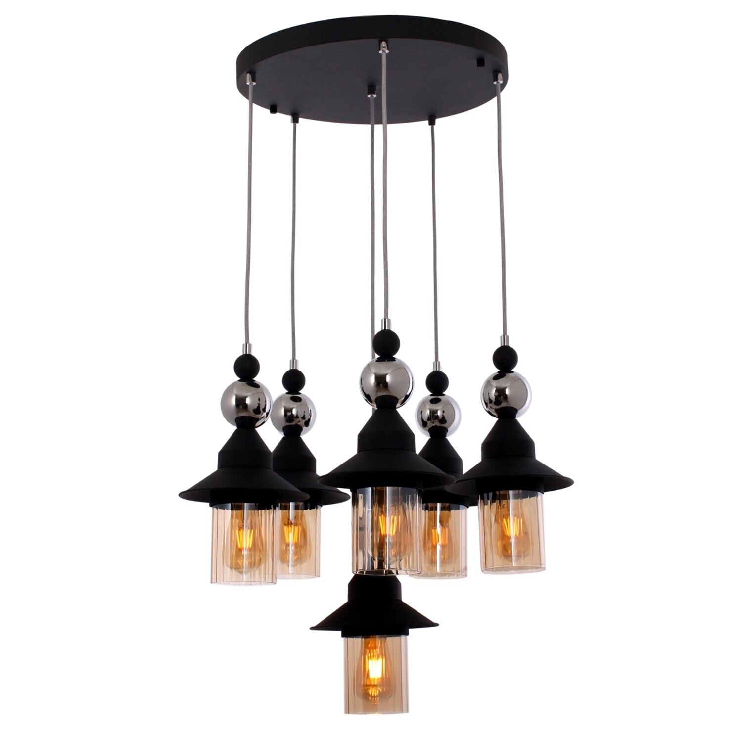 Lustra Avonni AV-65083-5+1BSY, 6x 60 W ,E27, Negru