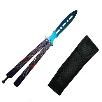Briceag pentru Antrenament Balisong CS.GO Fara tais 23 cm si husa cu prindere la curea Briceag pentru Antrenament Balisong CS.GO Fara tais 23 cm si husa cu prindere la curea
