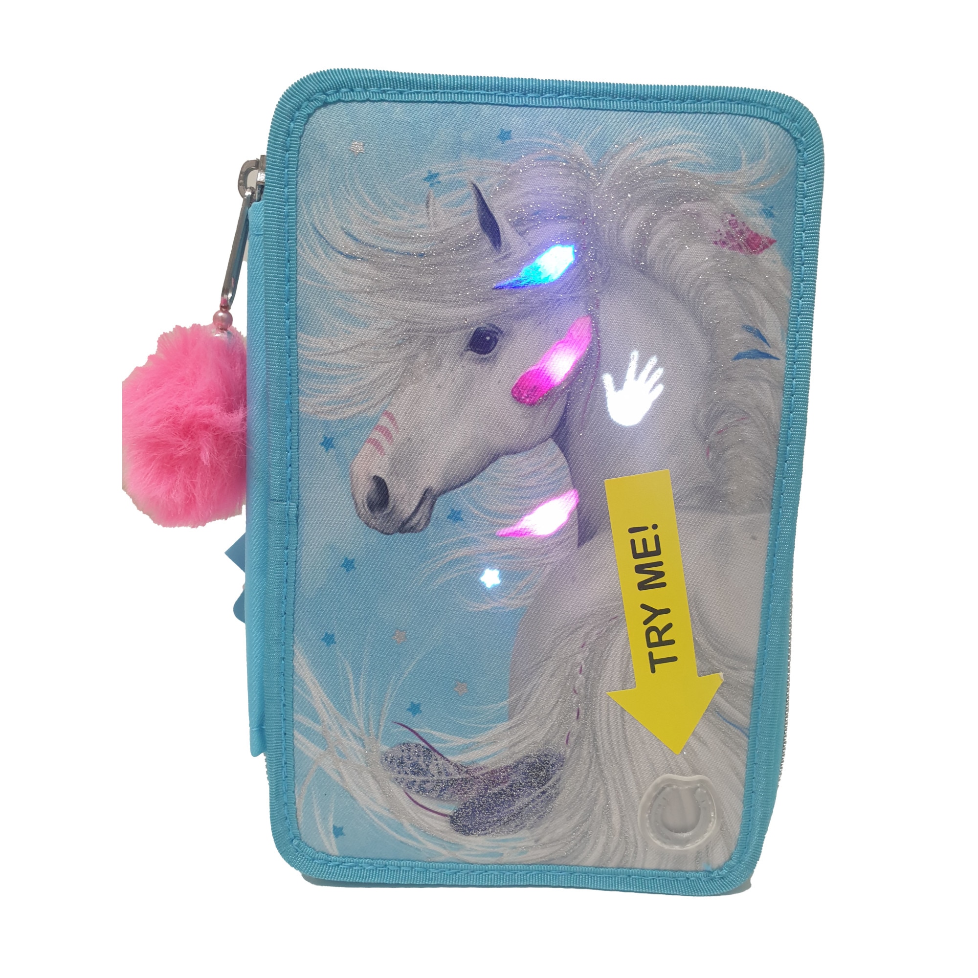 Penar turcoaz echipat, Cal, 3 compartimente, colectia Miss Melody Rainbow, 20 x 13 x 7.5 cm