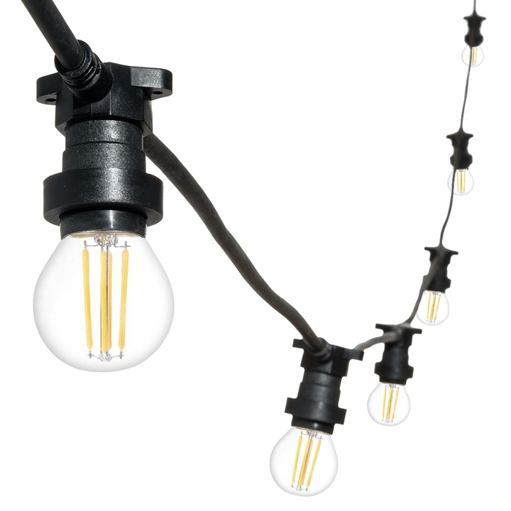 Ghirlanda luminoasa 10 m cu 10 becuri G45 5W Dimabil LED E27 interconectabila