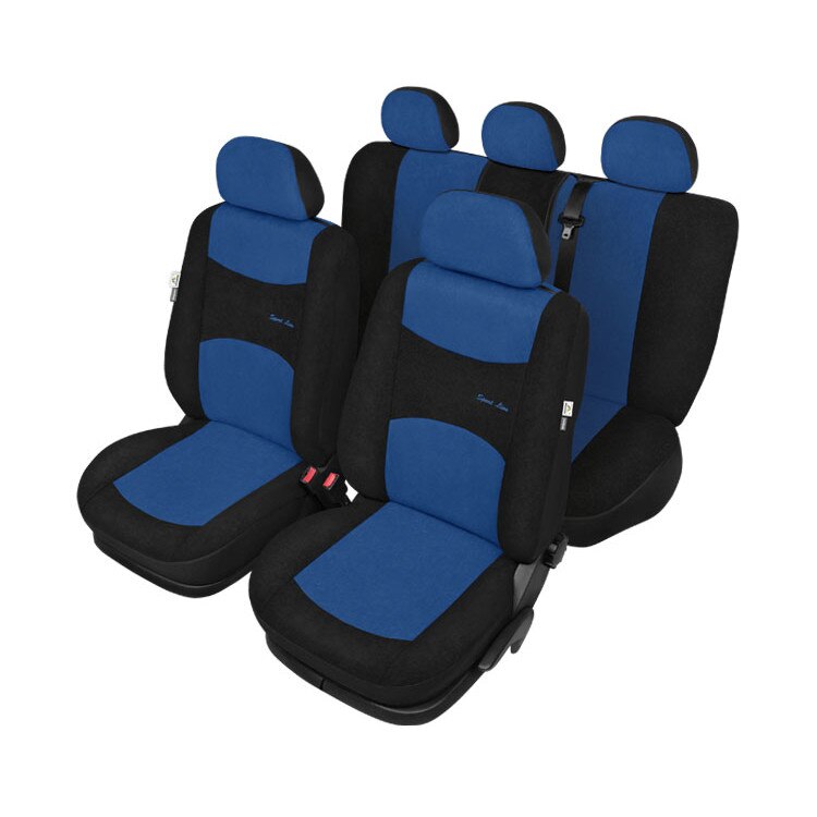 Huse scaun Sport Line+ Super L set 9buc - Negru/Albastru