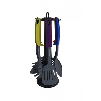 Set ustensile bucatarie si suport Alpina, 32 cm, 7 piese Set ustensile bucatarie si suport Alpina, 32 cm, 7 piese