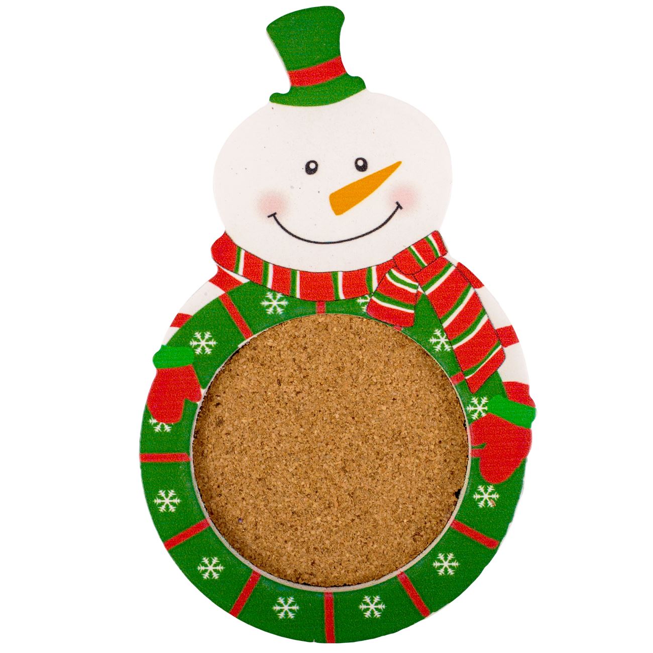 Suport Pahare din Lemn, New Line, model de Craciun cu Om de Zapada 3D, 15 cm, Multicolor