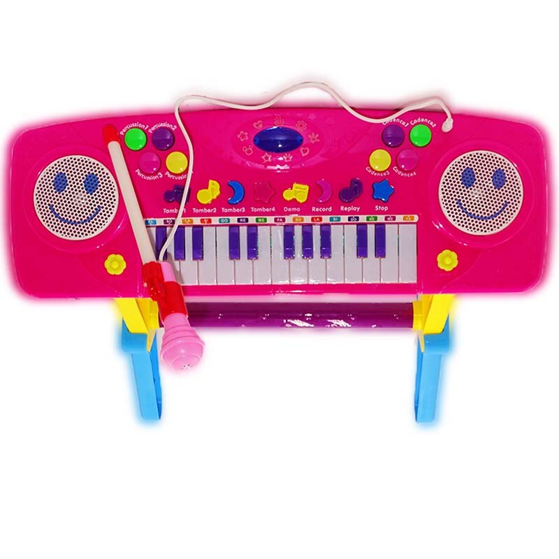 Orga roz de jucarie cu scaunel