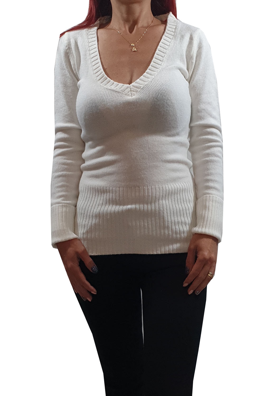 Pulover dama Tally Weijl,alb tricotat,XS