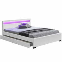 pat matrimonial iluminare rgb led piele ecologica alba si sertare pentru depozitare 160x200 bavy imagen 43_0_
0