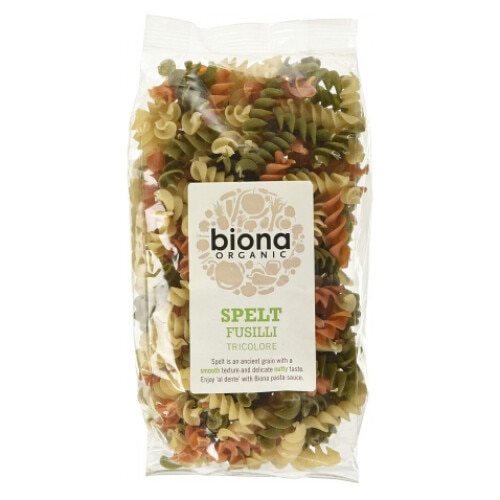 Fusilli din spelta, tricolore, Biona, bio, 250g