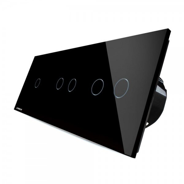 Intrerupator cu touch simplu+dublu+dublu LIVOLO din sticla negru, VL-C701/702/702-12
