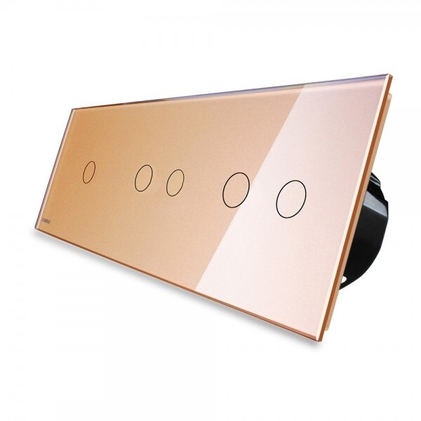 Intrerupator cu touch simplu+dublu+dublu LIVOLO din sticla auriu, VL-C701/702/702-13