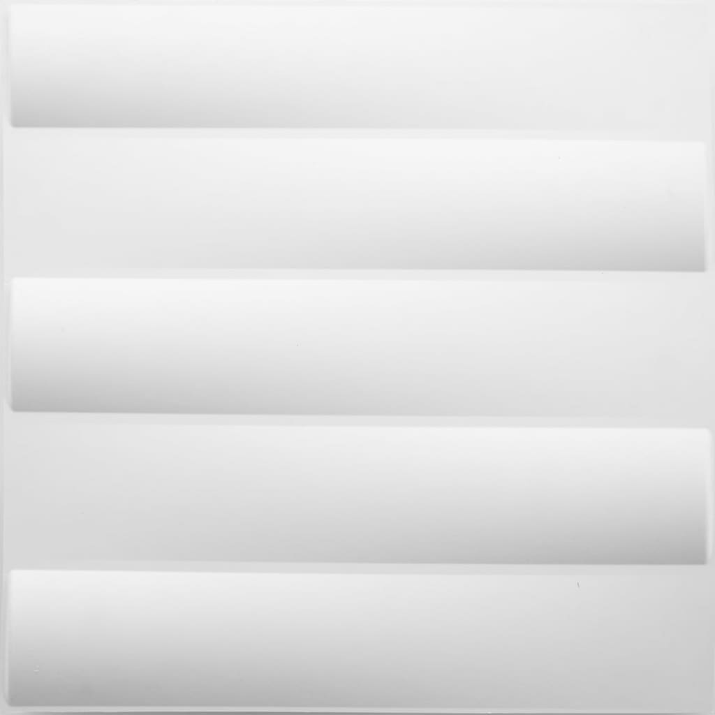 Set 24 placi decorative de perete WallArt, model 3D Jayden, 50 x 50 x 1,75 cm, 6mp, Fibra naturala din plante presate in mulaj, Alb