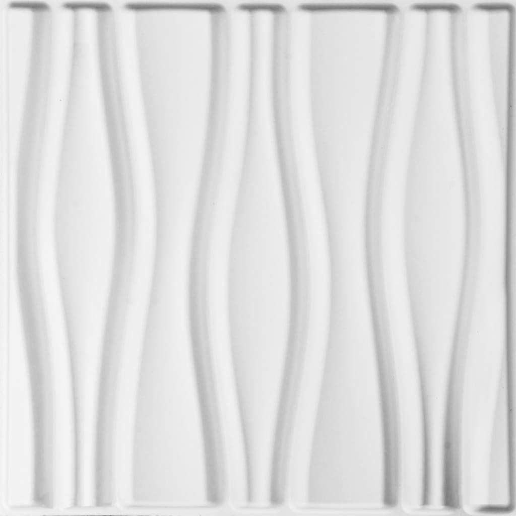 Set 24 placi decorative de perete WallArt, model 3D GA-WA14, 50 x 50 x 1,75 cm, 6mp, Fibra naturala din plante presate in mulaj, Alb