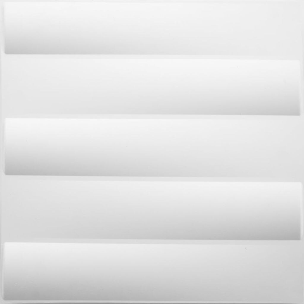 Set 12 placi decorative de perete WallArt, model 3D Jayden-GA-WA23, 50 x 50 x 1,75 cm, 3mp, Fibra naturala din plante presate in mulaj, Alb