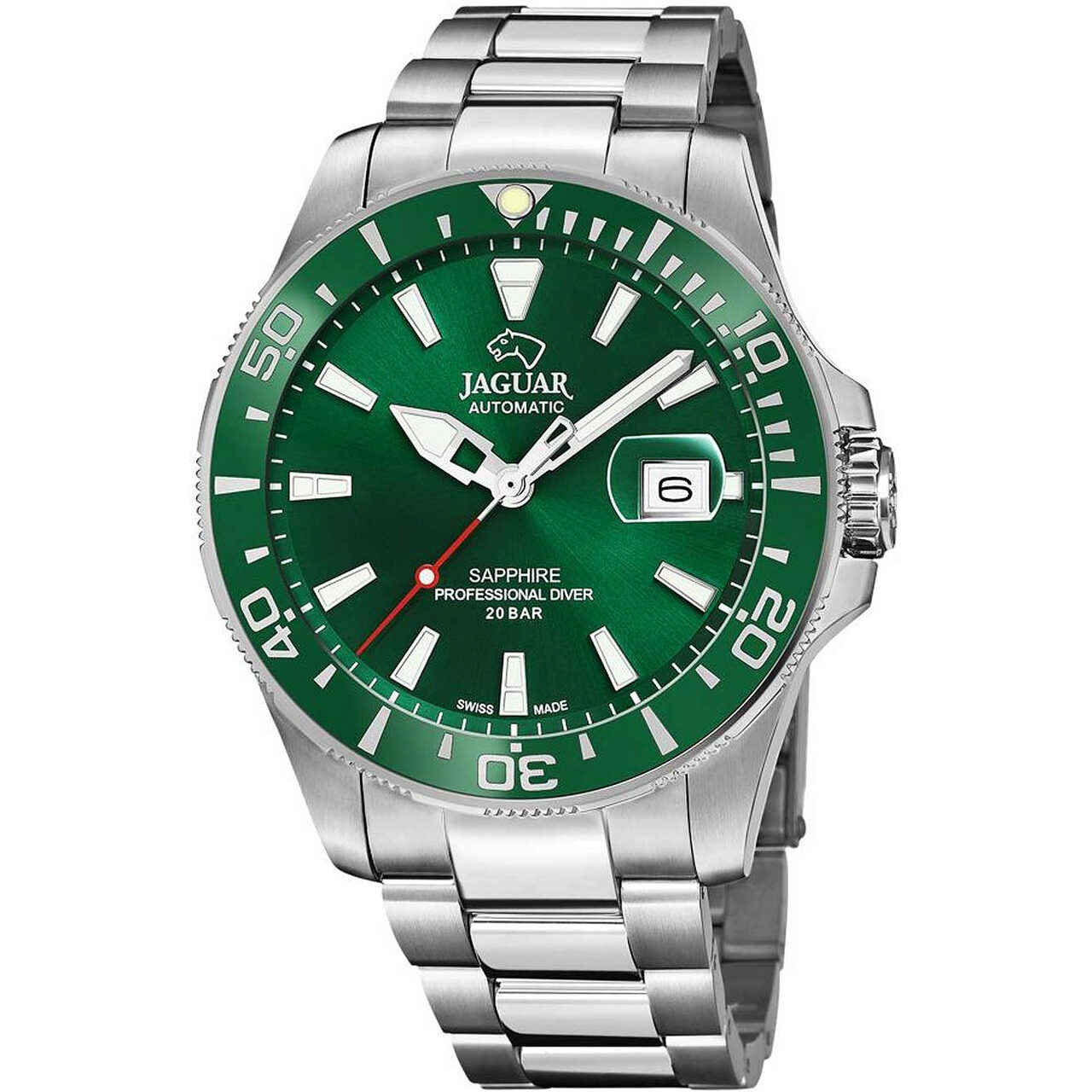 Ceas barbatesc Jaguar J886/2, Automatic, 44mm, 20ATM, Argintiu