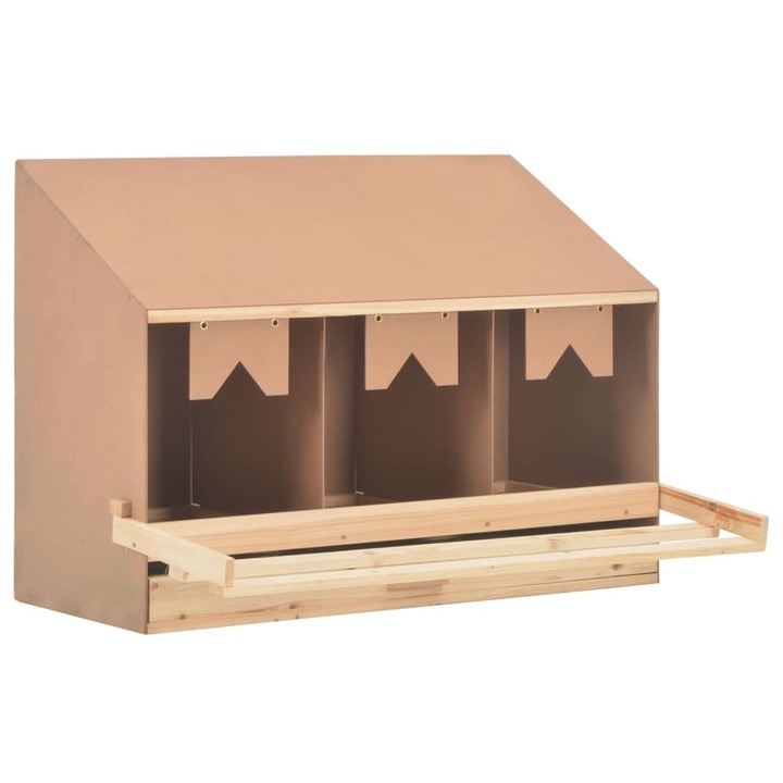 Cuibar gain cu 3 compartimente vidaXL, 93x40x65 cm, lemn masiv pin, 7.09 kg