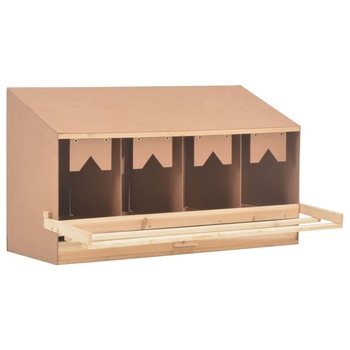 Cuibar cu 4 compartimente pentru gaini, vidaXL, 106 x 40 x 59 cm, Lemn masiv de pin, Maro Cuibar cu 4 compartimente pentru gaini, vidaXL, 106 x 40 x 59 cm, Lemn masiv de pin, Maro