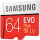 Card de memorie Samsung MicroSDXC EVO Plus, 64GB, UHS-1 (U1), (2020), Clasa 10 + Adaptor SD