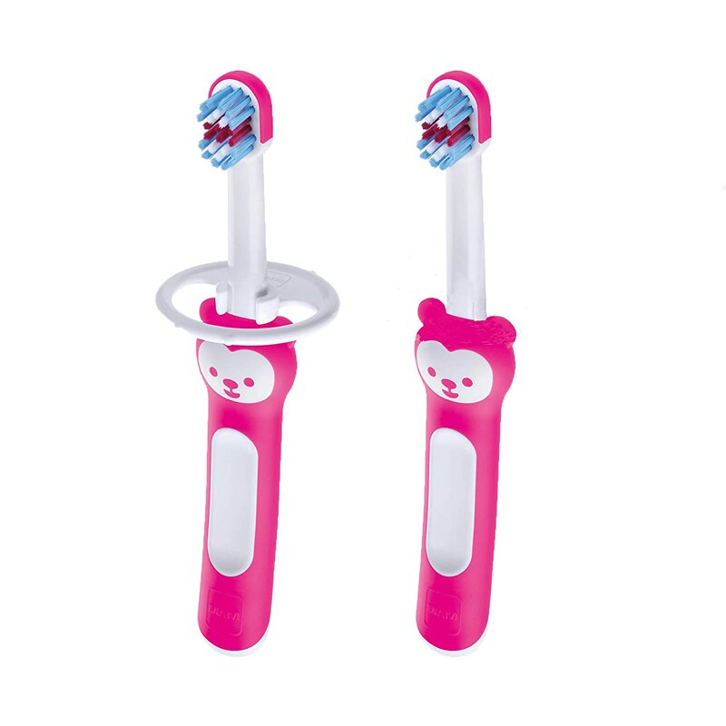Set 2 periute de dinti cu inel de protectie 6+ luni MAM 705540RZ, Roz
