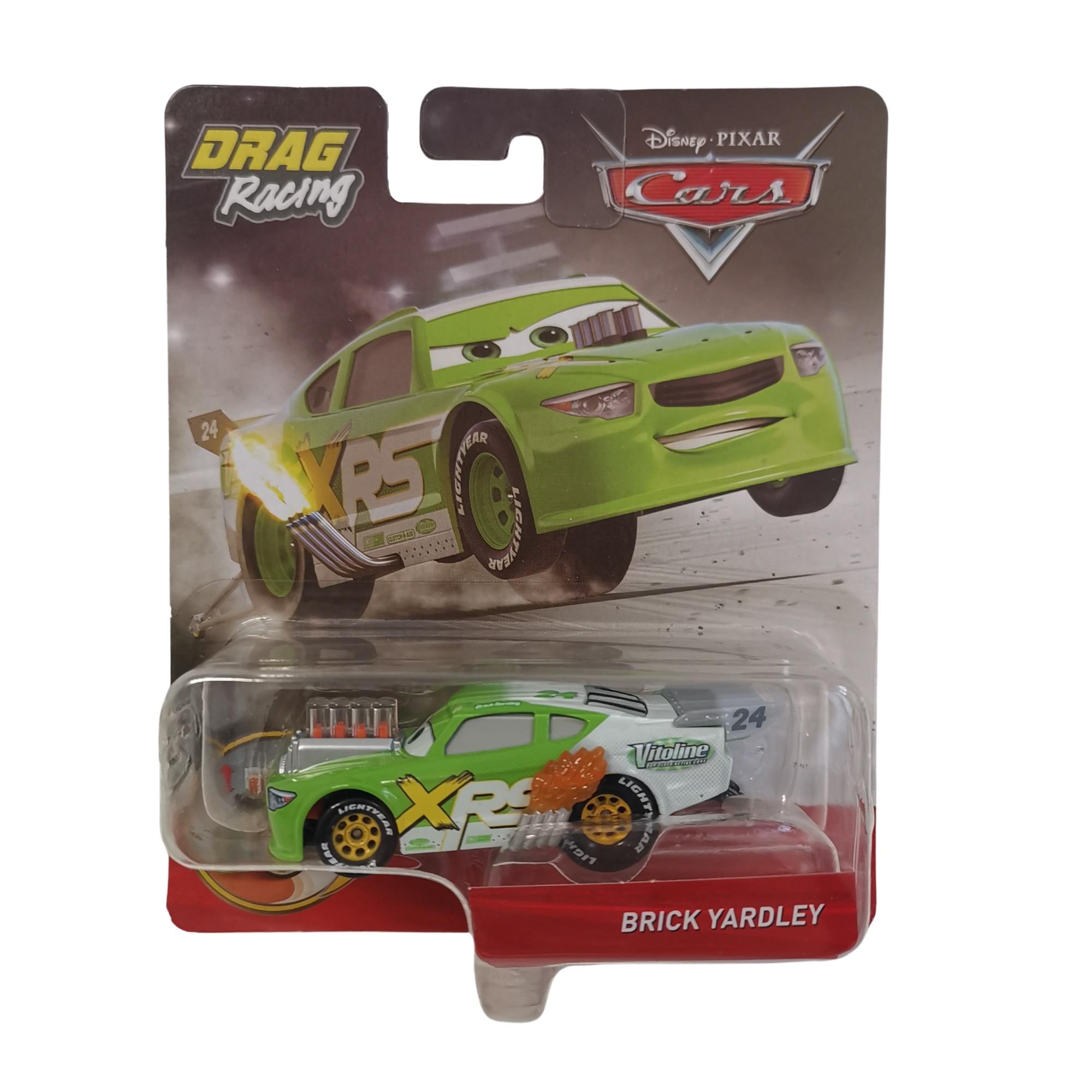 Masinuta metalica Brick Yardley, Cars Drag Racing, Disney Pixar, 8 cm, Mattel, 3 ani +