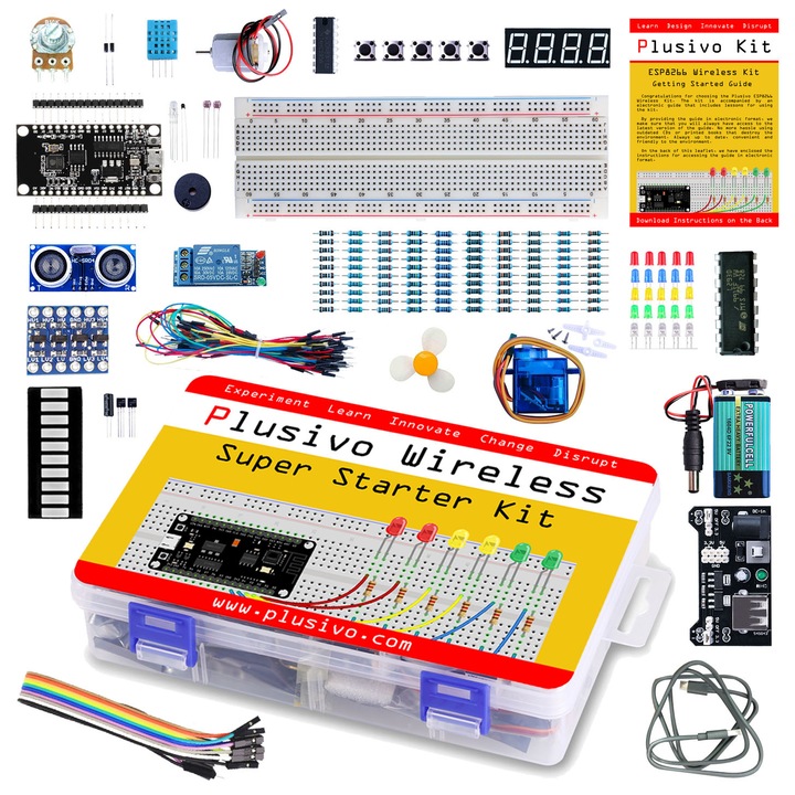 Kit Wireless Super Starter cu ESP8266 (programabil cu Arduino IDE)