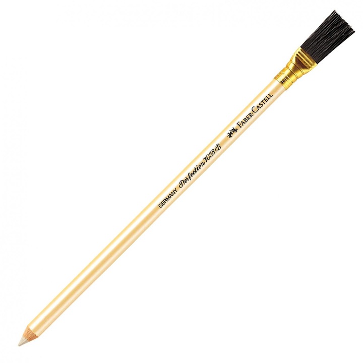 Radiera Creion Perfection, radiera alba cu pensula Faber-Castell