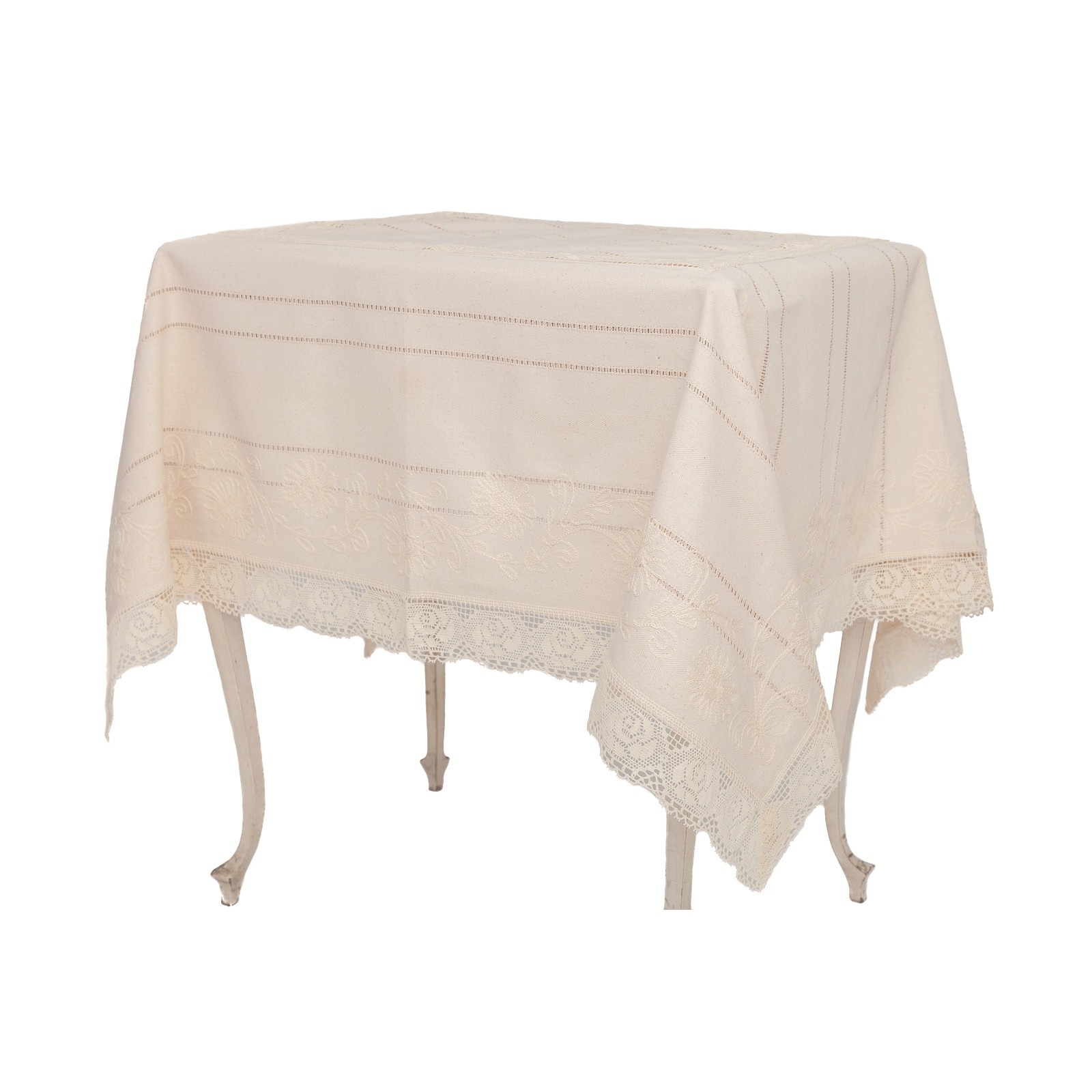 Runner Valentini Bianco , confectionat din bumbac 100%, cu broderie inserata, CC003 50x180 cm