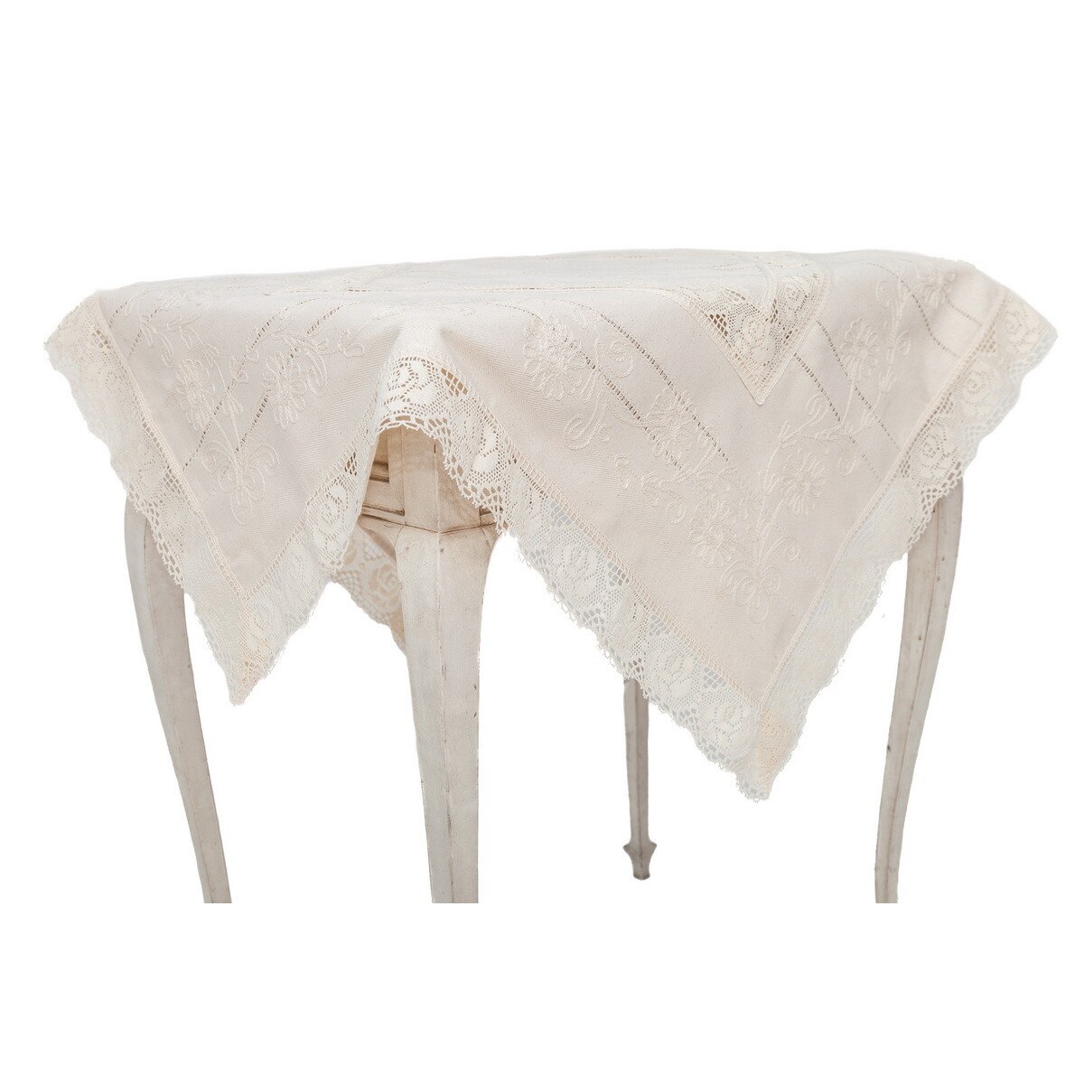 Napron Valentini Bianco , confectionat din bumbac 100%, dimensiune 50x150 cm, cu broderie inserata, CC003