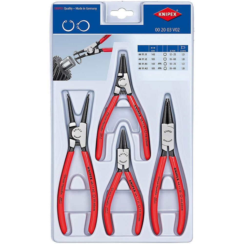 Set clesti KNIPEX pentru inele de siguranta, 4 piese