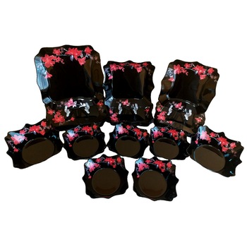 Serviciu de masa Home Care,opal,32 piese,Negru/Rosu Serviciu de masa Home Care,opal,32 piese,Negru/Rosu