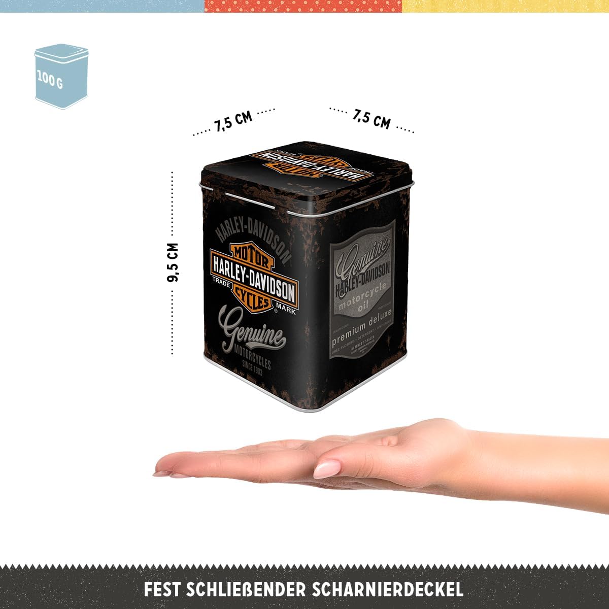 Nostalgic-Art 30703 Harley-Davidson Genuine, caja de almacenamiento plana Nostalgic-Art 30703 Harley-Davidson Genuine, caja de almacenamiento plana