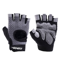 Manusi pentru fitness si sala, GO4FIT, din material respirabil, Gri/Negru, Marimea S