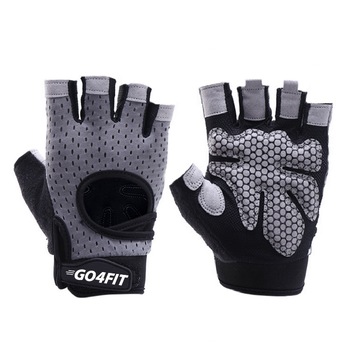 Manusi pentru fitness si sala, GO4FIT, din material respirabil, Gri/Negru, Marimea S Manusi pentru fitness si sala, GO4FIT, din material respirabil, Gri/Negru, Marimea S