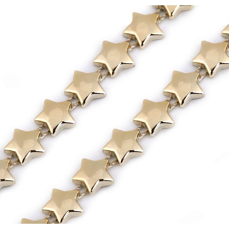 Banda decorativa stelute, latime 10 mm, lungime 1 m, auriu deschis