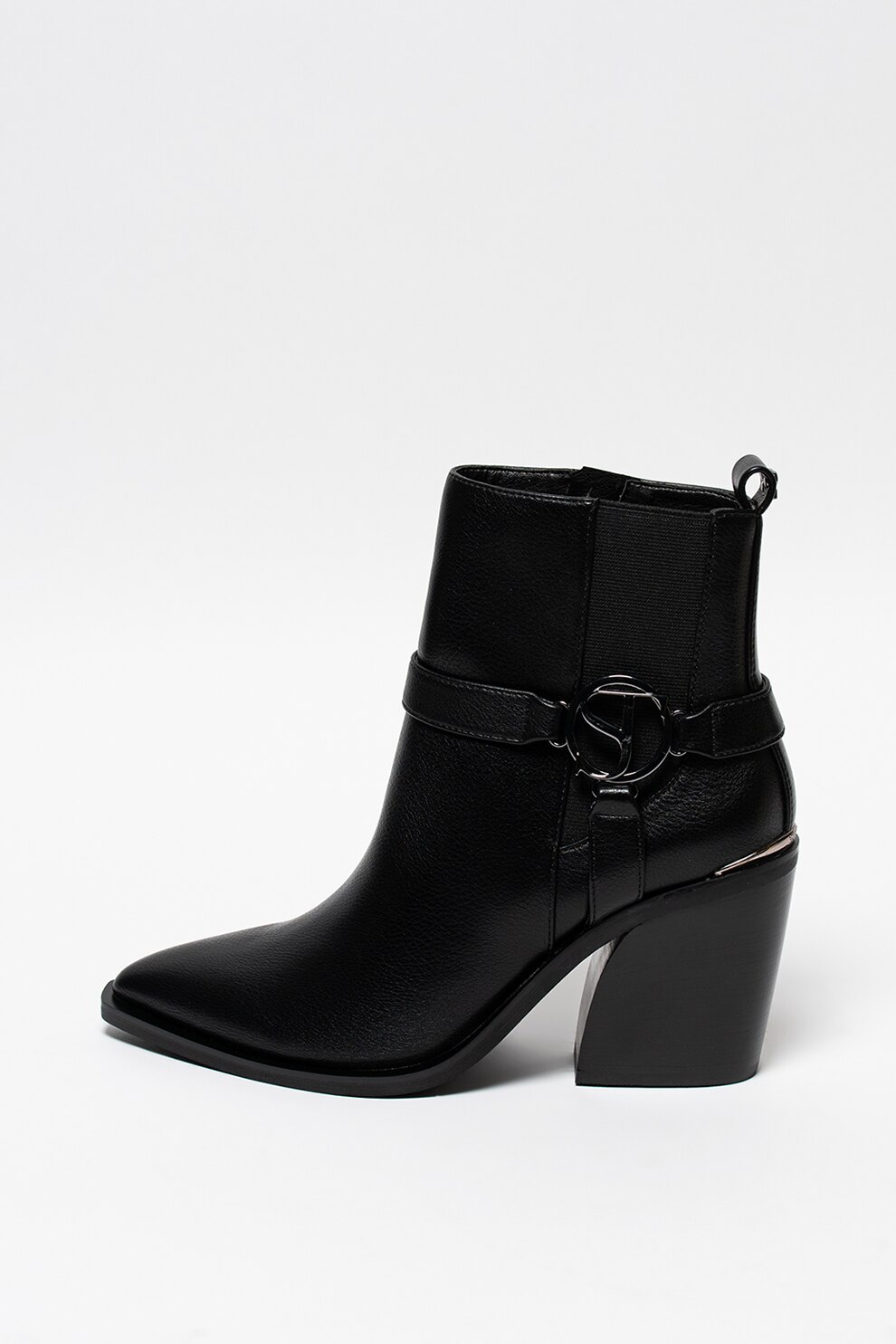 SuperTrash, Botine de piele ecologica cu toc cubanez Abby, Negru, 40