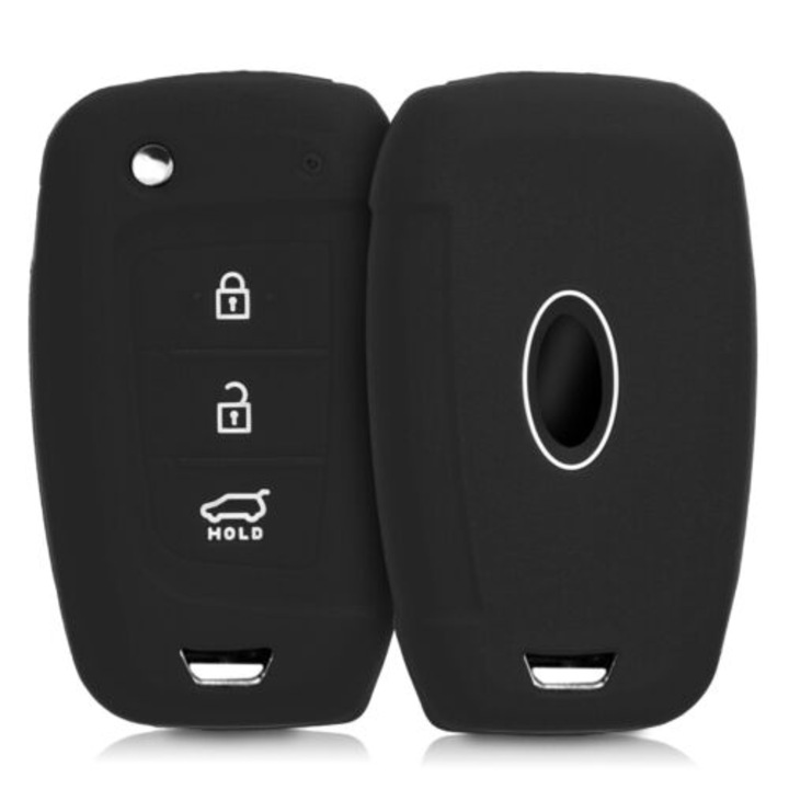 Hyundai Car Key Case, 3 gombos, szilikon, fekete, 46793.01