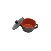 Set 6 vase mini, cu capac si manere, Ø12cm, 0.4l Piral teracota maro