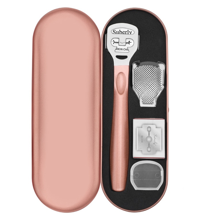 Instrument pentru indepartarea calusurilor cu lama interschimbabila, roz, otel inoxidabil, Fellis