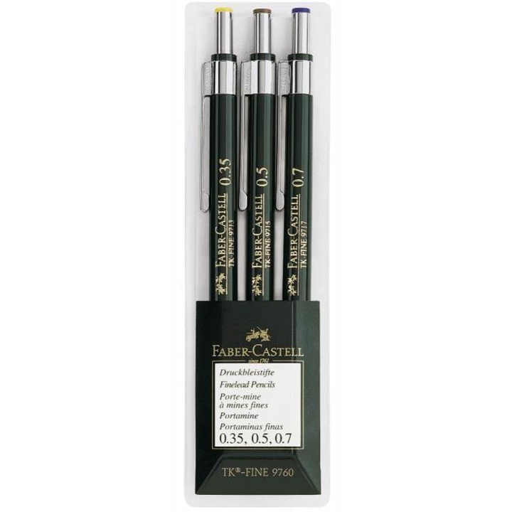 Set 3 creioane mecanice TK-Fine 0.35, 0.5, 0.7 mm, Faber-Castell