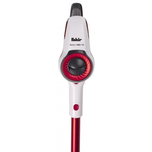 Aspirator cu acumulatori vertical si de mana Fakir Starky HSA 700, motor BLDC 380W, 24V, 35 min, filtru EPA, Gri/Alb/Rosu