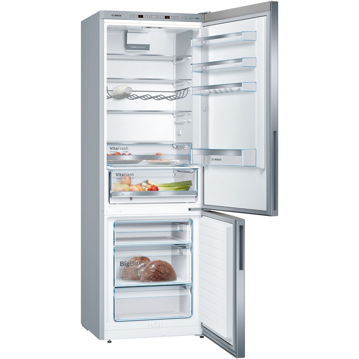 Bosch KGE49AICA Serie 6 alulfagyasztós hűtőszekrény, 419l, LowFrost, 201cm, C energiaosztály, Inox