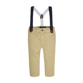 Pantaloni, Mayoral, cu bretele, bebe baiat, bej, 24 luni Pantaloni, Mayoral, cu bretele, bebe baiat, bej, 24 luni