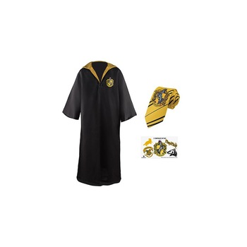 Set Roba Harry Potter Hufflepuff XS - Pentru Copii + Cravata + 5 Tatuaje, Multicolor Set Roba Harry Potter Hufflepuff XS - Pentru Copii + Cravata + 5 Tatuaje, Multicolor