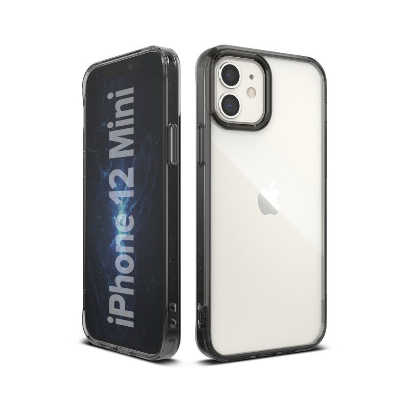 Husa Premium Ringke Fusion Pc Compatibila Cu iPhone 12 Mini Transparenta Cu Rama Fumurie