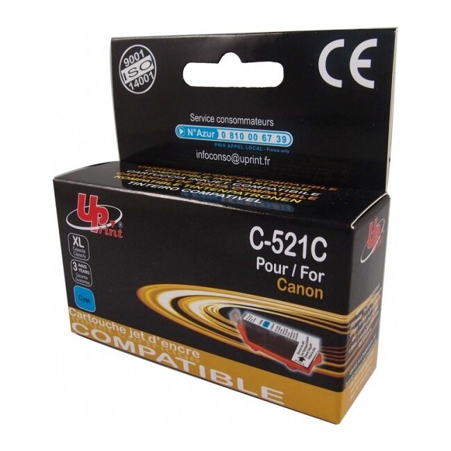 Cartus de cerneala UPRINT CLI521 CANON, cu chip, 500 pag, Cyan