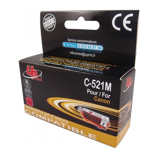 Cartus de cerneala UPRINT CLI521 CANON, cu chip, 470 pag, Magenta